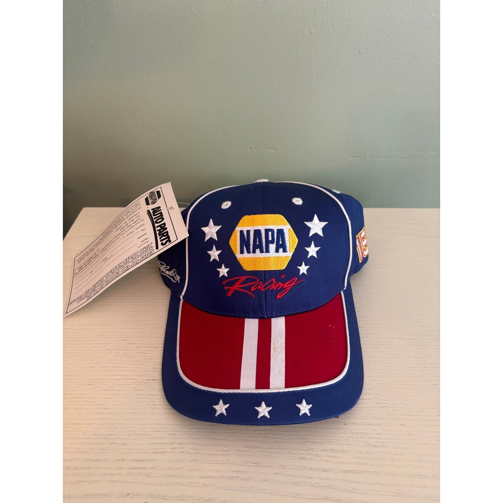 NAPA Racing Michael Waltrip 15 NASCAR Hat Patriotic USA Blue Red Adjustable New